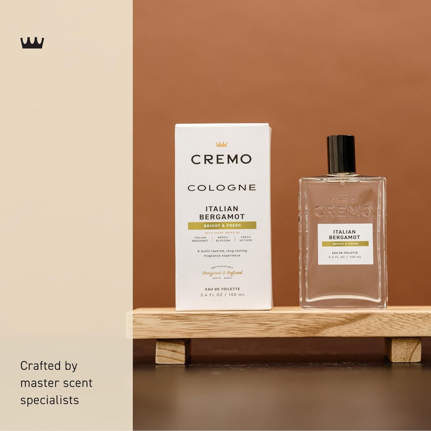 Cologne for Men - Italian Bergamot Spray Cologne for Men, a Combination of Italian Bergamot, Neroli Blossom, and Fresh Vetiver, 3.4 Fl Oz