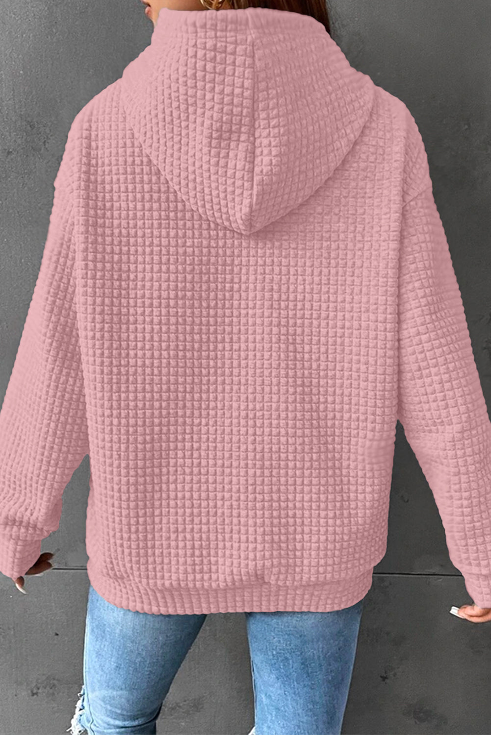 Hoodies for Women Fall Sweatshirts for Women Drawstring Long Sleeve Hoodies Pullover Knit Top with Pocket Pink M