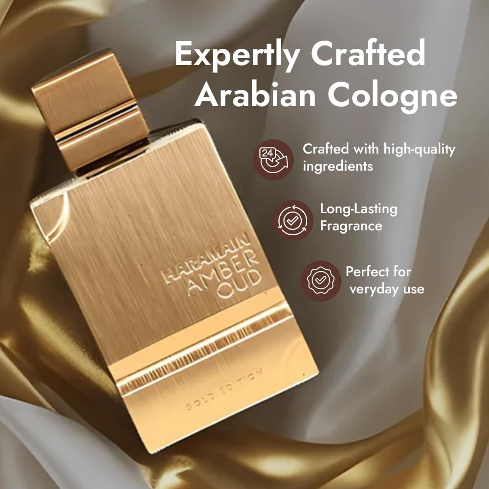 Amber Oud Gold Edition Eau De Parfum Spray 60Ml (2 Oz) - Unisex Arabian Perfume for Women & Men, Long-Lasting Amber Cologne with Refreshing & Sweet Fragrance