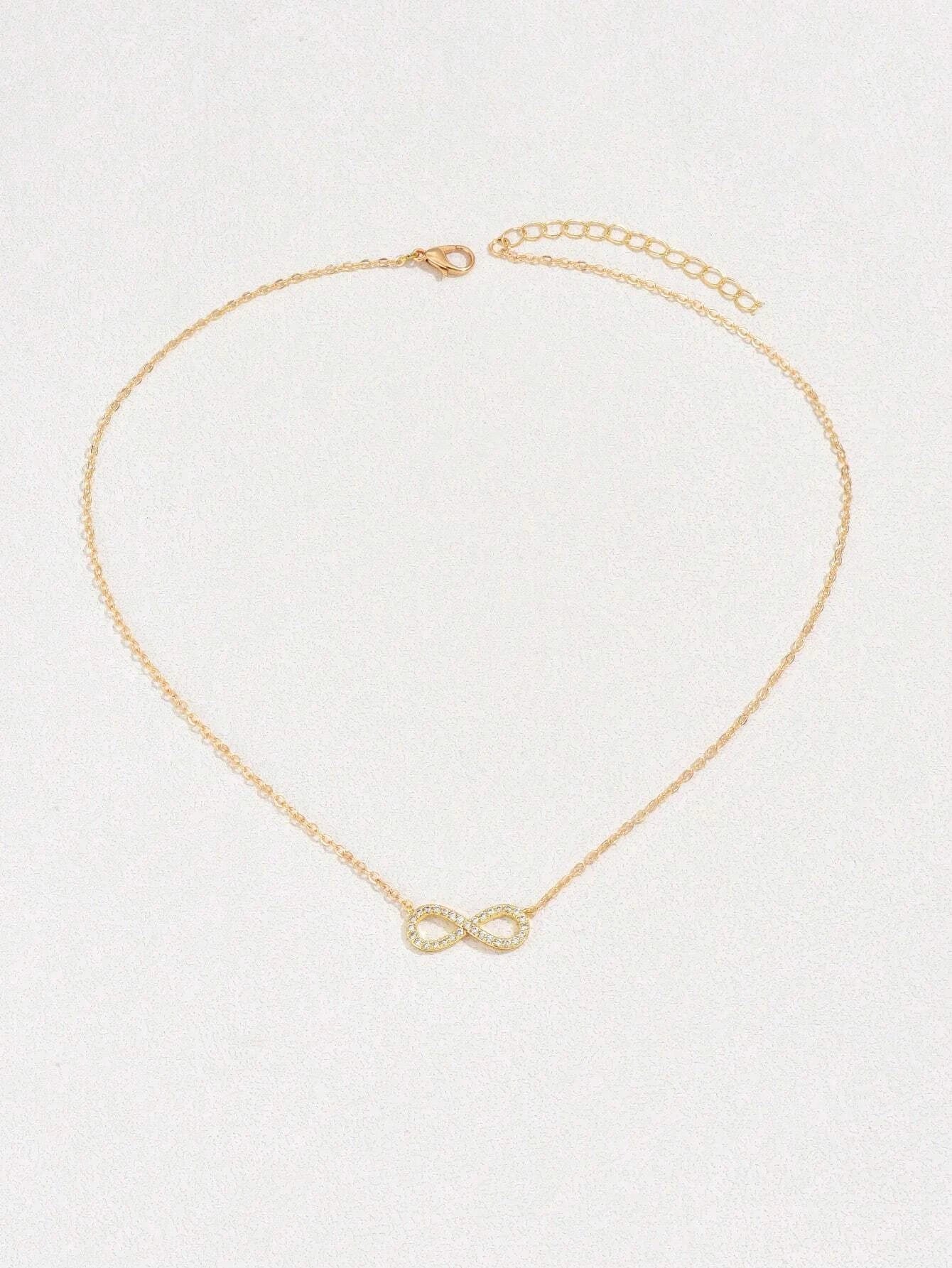 Cubic Zirconia Infinity Symbol Charm Necklace in Copper