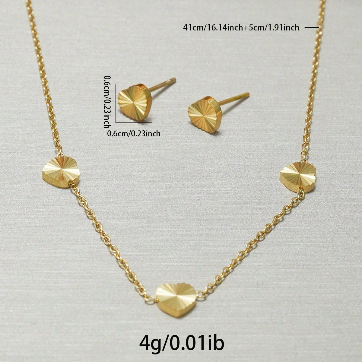 Lxalry 18K Gold Plated Stainless Steel Minimalist Heart Necklace & Earring Set For Women - Waterproof, Tarnish-Free, Hypoallergenic Gift For Birthday, Valentines Day, Wedding, Daily Wear