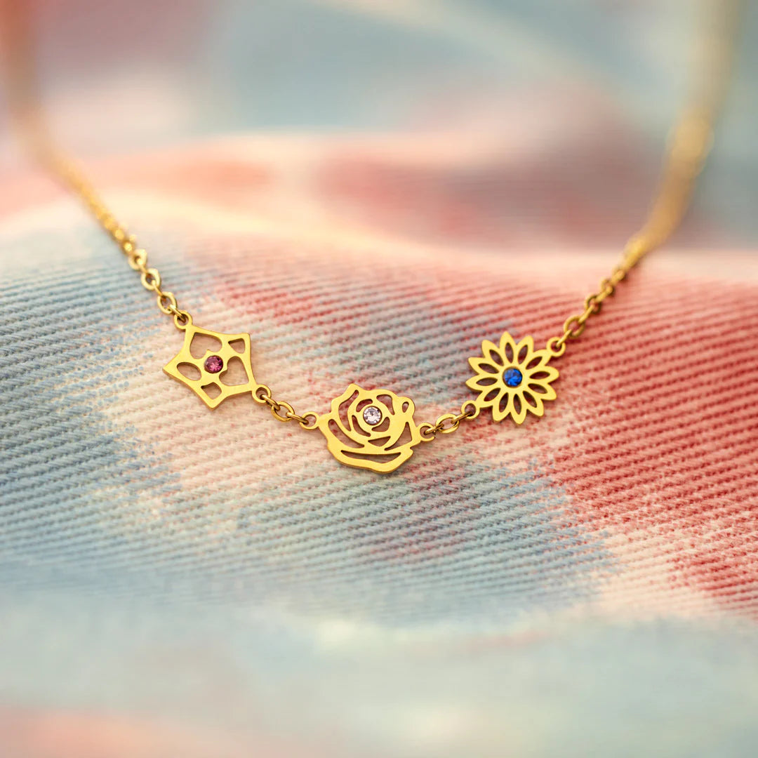 1-12 Birth Flower Necklace-Perfect Gift for Mom/Wife
