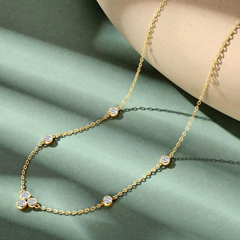 Collar Plata 925 Sterling Silver Clavicle Chain Necklace for Women Dazzling 3Mm Moissanite Choker Necklaces Jewellry Gift