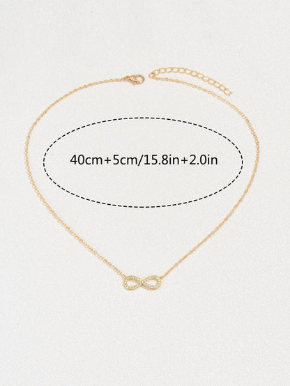 Cubic Zirconia Infinity Symbol Charm Necklace in Copper