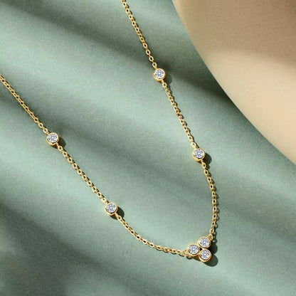 Collar Plata 925 Sterling Silver Clavicle Chain Necklace for Women Dazzling 3Mm Moissanite Choker Necklaces Jewellry Gift