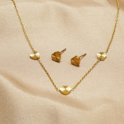 Lxalry 18K Gold Plated Stainless Steel Minimalist Heart Necklace & Earring Set For Women - Waterproof, Tarnish-Free, Hypoallergenic Gift For Birthday, Valentines Day, Wedding, Daily Wear