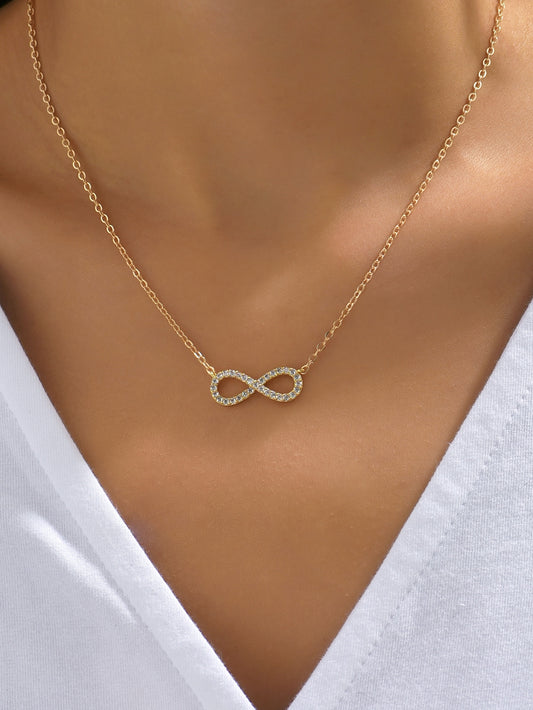 Cubic Zirconia Infinity Symbol Charm Necklace in Copper