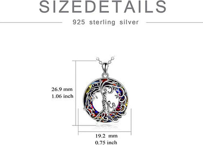 Mother and 2 Family Members Necklace Volcanic Crystal Tree of Life Pendant S925 Sterling Silver Family Protection Jewelry for Mom New Mother Keepsake Gift for Grandma Daughter Her