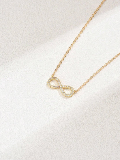 Cubic Zirconia Infinity Symbol Charm Necklace in Copper