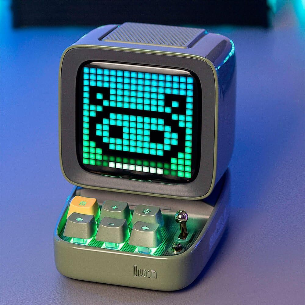 Ditoo Retro Pixel Art Game Bluetooth Speaker with 16X16 LED App Controlled Front Screen (Black)