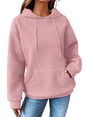 Hoodies for Women Fall Sweatshirts for Women Drawstring Long Sleeve Hoodies Pullover Knit Top with Pocket Pink M
