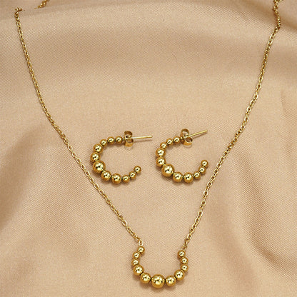 Lxalry Golden Jewelry Set - Crescent Pendant Necklace & Earrings, Minimalist Metal Accessories, Elegant Everyday Jewelry, Perfect For Black Outfits, Dainty Clavicle Chain