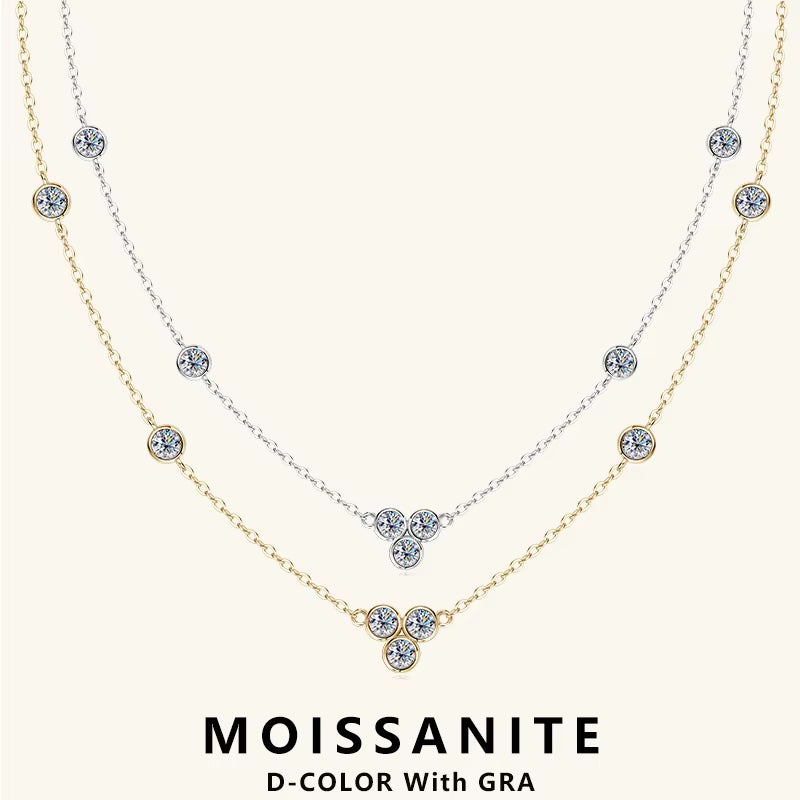 Collar Plata 925 Sterling Silver Clavicle Chain Necklace for Women Dazzling 3Mm Moissanite Choker Necklaces Jewellry Gift