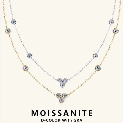 Collar Plata 925 Sterling Silver Clavicle Chain Necklace for Women Dazzling 3Mm Moissanite Choker Necklaces Jewellry Gift