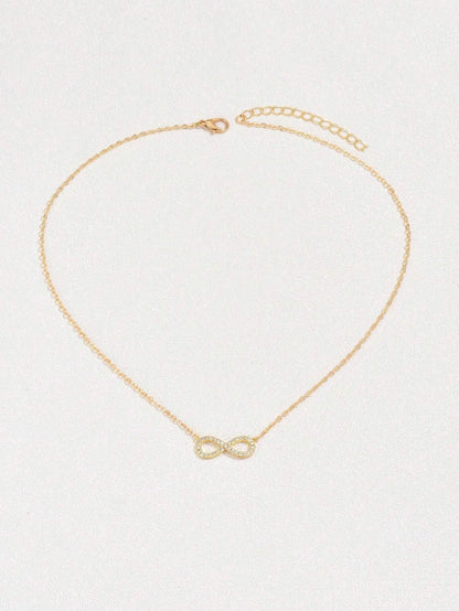Cubic Zirconia Infinity Symbol Charm Necklace in Copper