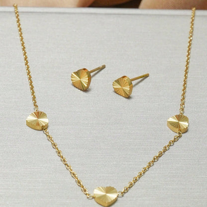 Lxalry 18K Gold Plated Stainless Steel Minimalist Heart Necklace & Earring Set For Women - Waterproof, Tarnish-Free, Hypoallergenic Gift For Birthday, Valentines Day, Wedding, Daily Wear
