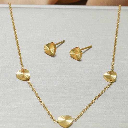 Lxalry 18K Gold Plated Stainless Steel Minimalist Heart Necklace & Earring Set For Women - Waterproof, Tarnish-Free, Hypoallergenic Gift For Birthday, Valentines Day, Wedding, Daily Wear