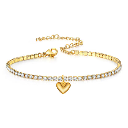 2Mm Iced Out Tennis Bracelets Female Gold Silver Color Stainless Steel Cubic Zirconia Chain for Women Wedding Jewelry Gift