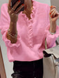 Winter V-neck Ruffled Knitted Sweater Fashion Pullover Long-sleeved Tops For Women