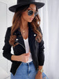 Zip-up Lapel Jacket With Pockets Ins Fashion Long Sleeve Short Tops Women's Clothing