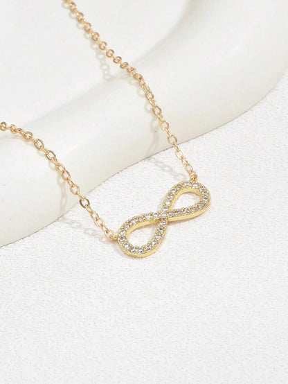 Cubic Zirconia Infinity Symbol Charm Necklace in Copper
